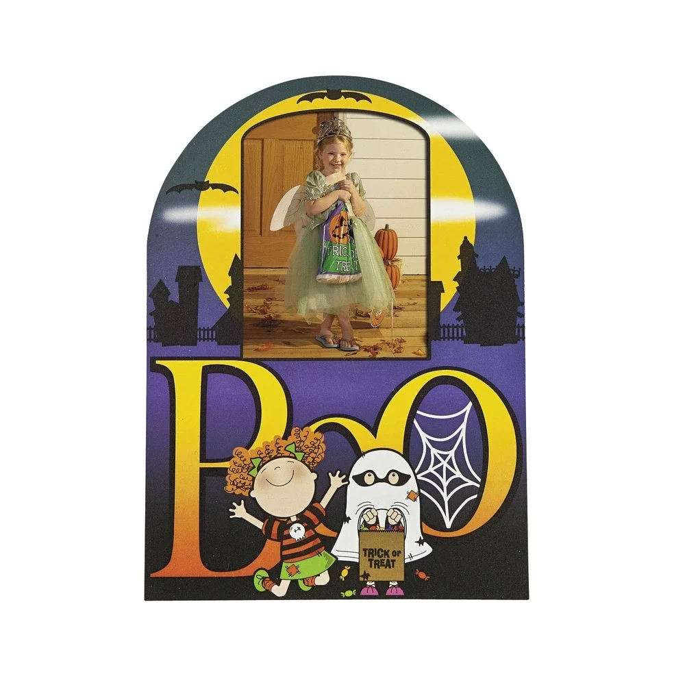24 Halloween Boo Wooden Haunted House Ghost Bats Photo Card school craft invite